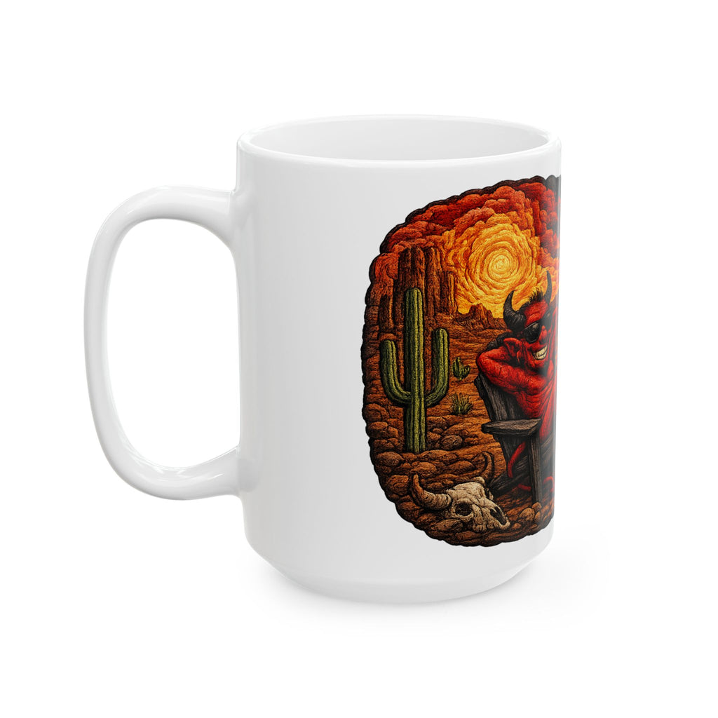 Devil Vacation Ceramic Mug — 'I Like It Hot' Volcano Coffee Tea Cup (11oz/15oz)