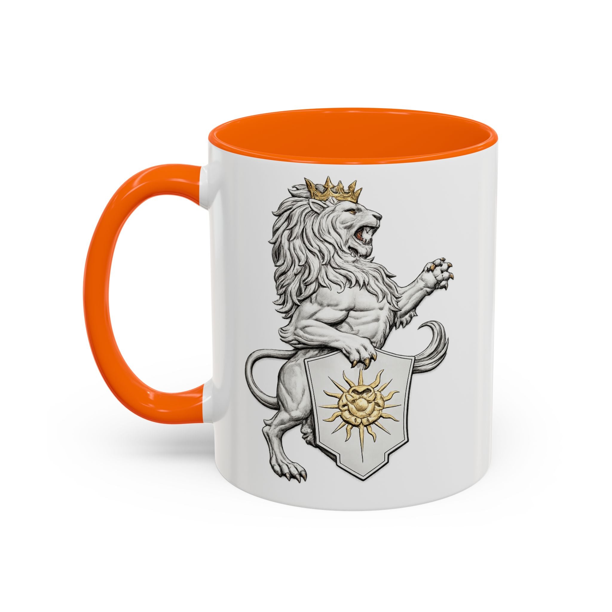Royal Lion Crest Coffee Mug — Heraldic Crowned Lion Design (11/15oz)