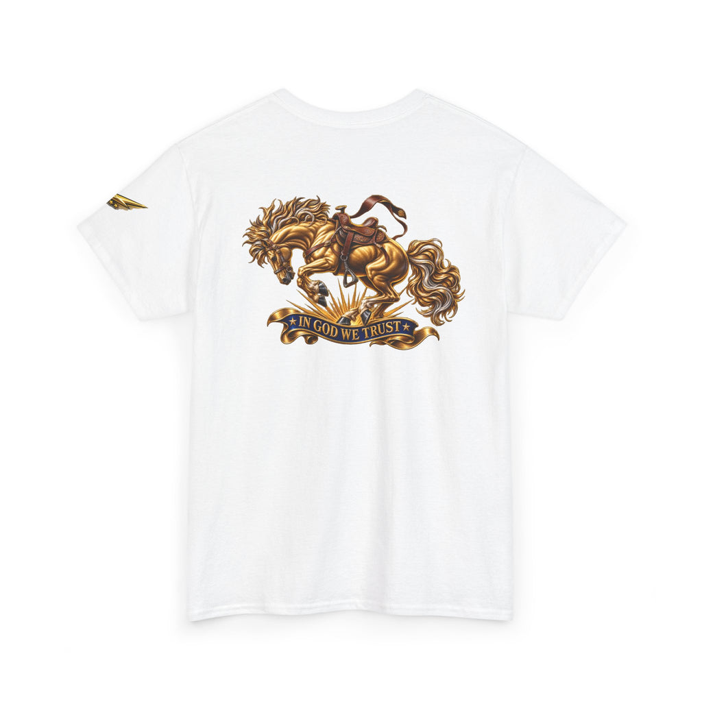T-Shirt — Golden Horse "In God We Trust" Back Graphic