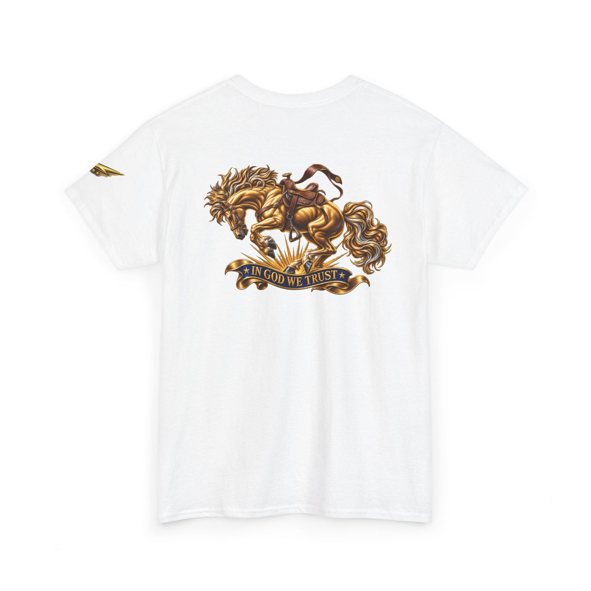 T-Shirt — Golden Horse "In God We Trust" Back Graphic