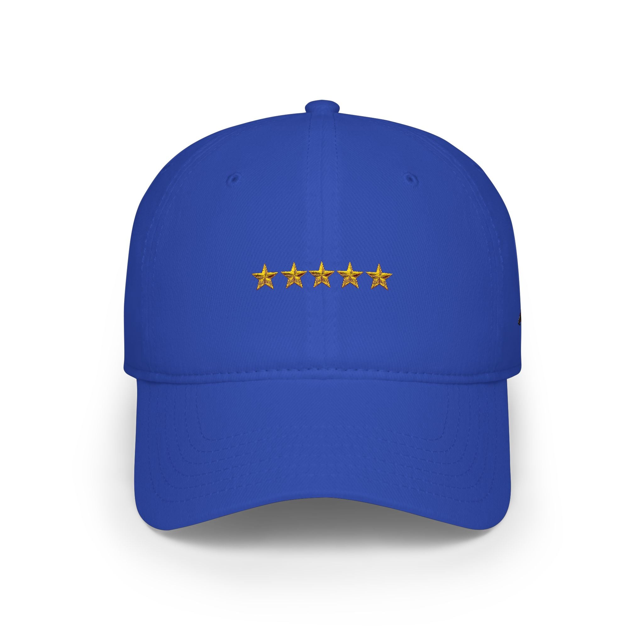 Red Low Profile Cap with Five Gold Stars Embroidery — Patriotic 5-Star Baseball Hat