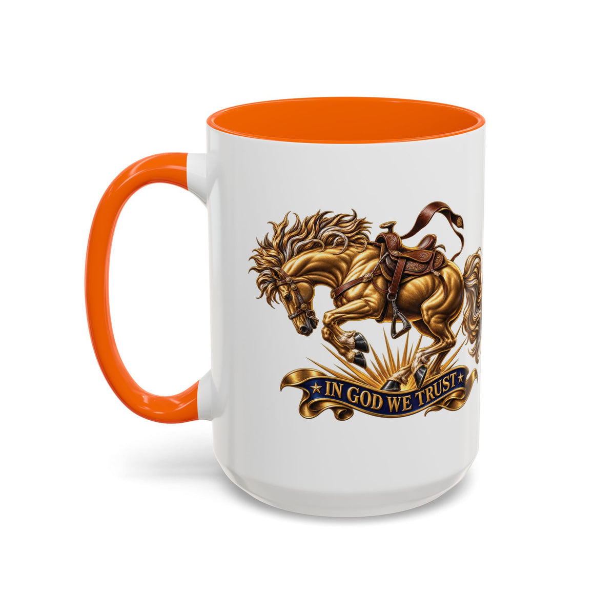In God We Trust Golden Horse Accent Coffee Mug