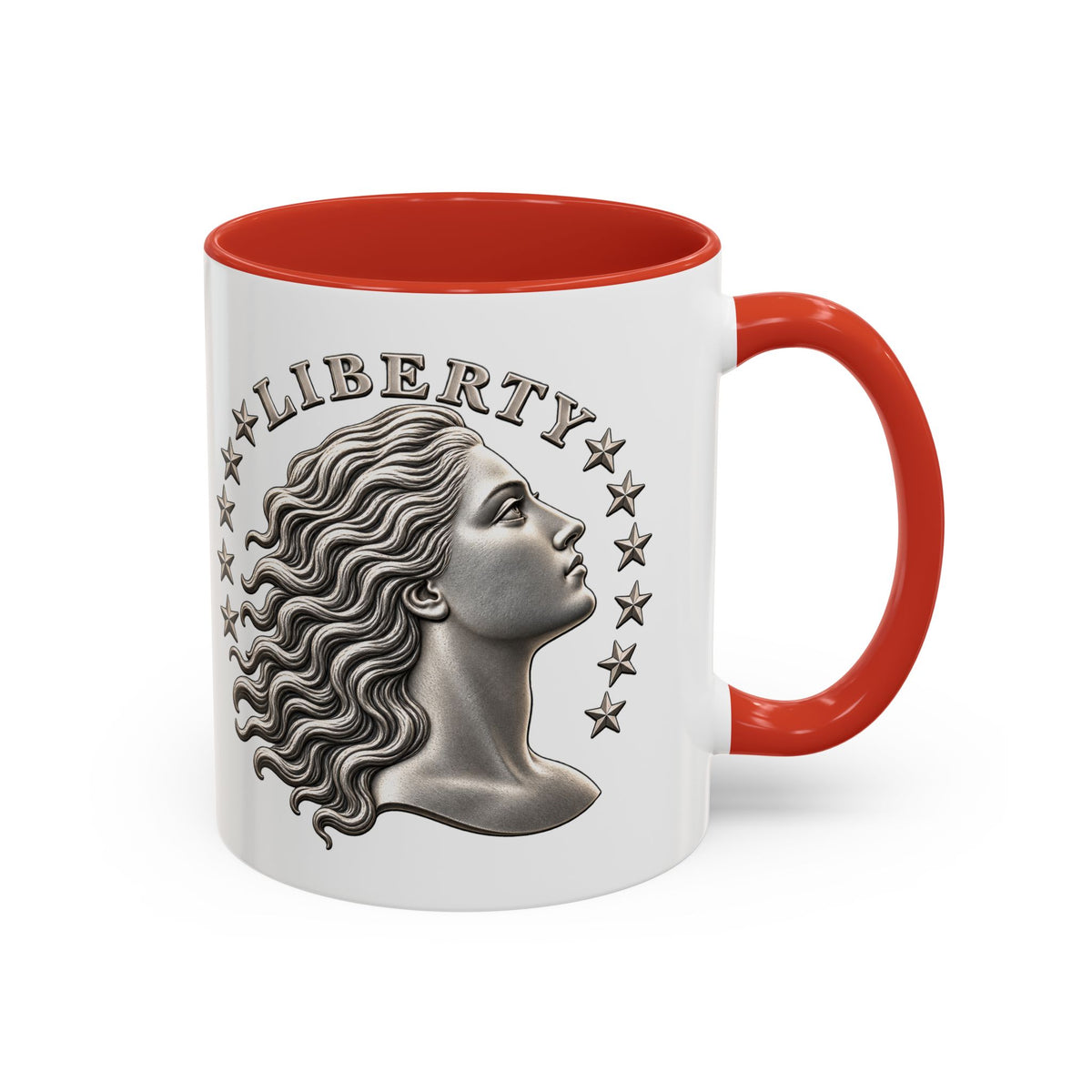 Liberty Coin Accent Coffee Mug — Vintage Lady Head Design (11/15 oz)