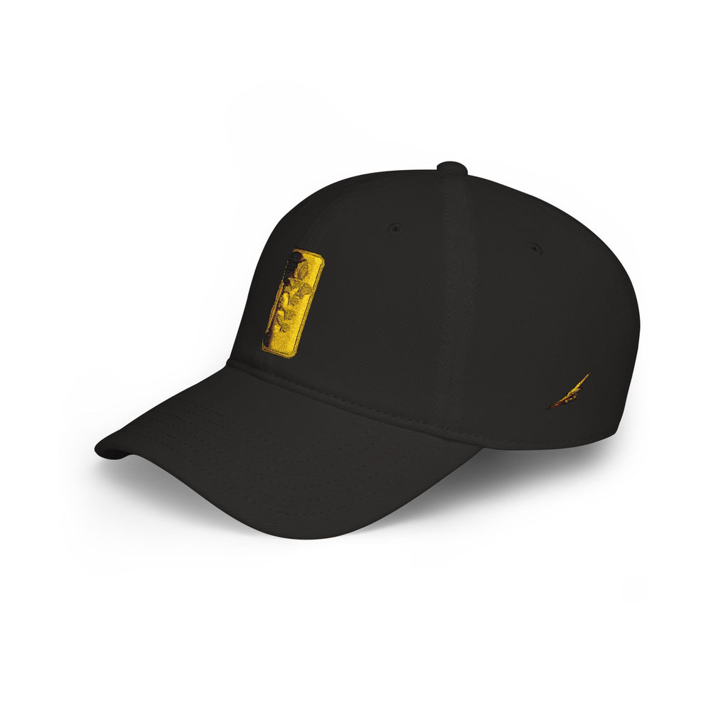 Low Profile Cap with Gold Embroidered Rosa Patch