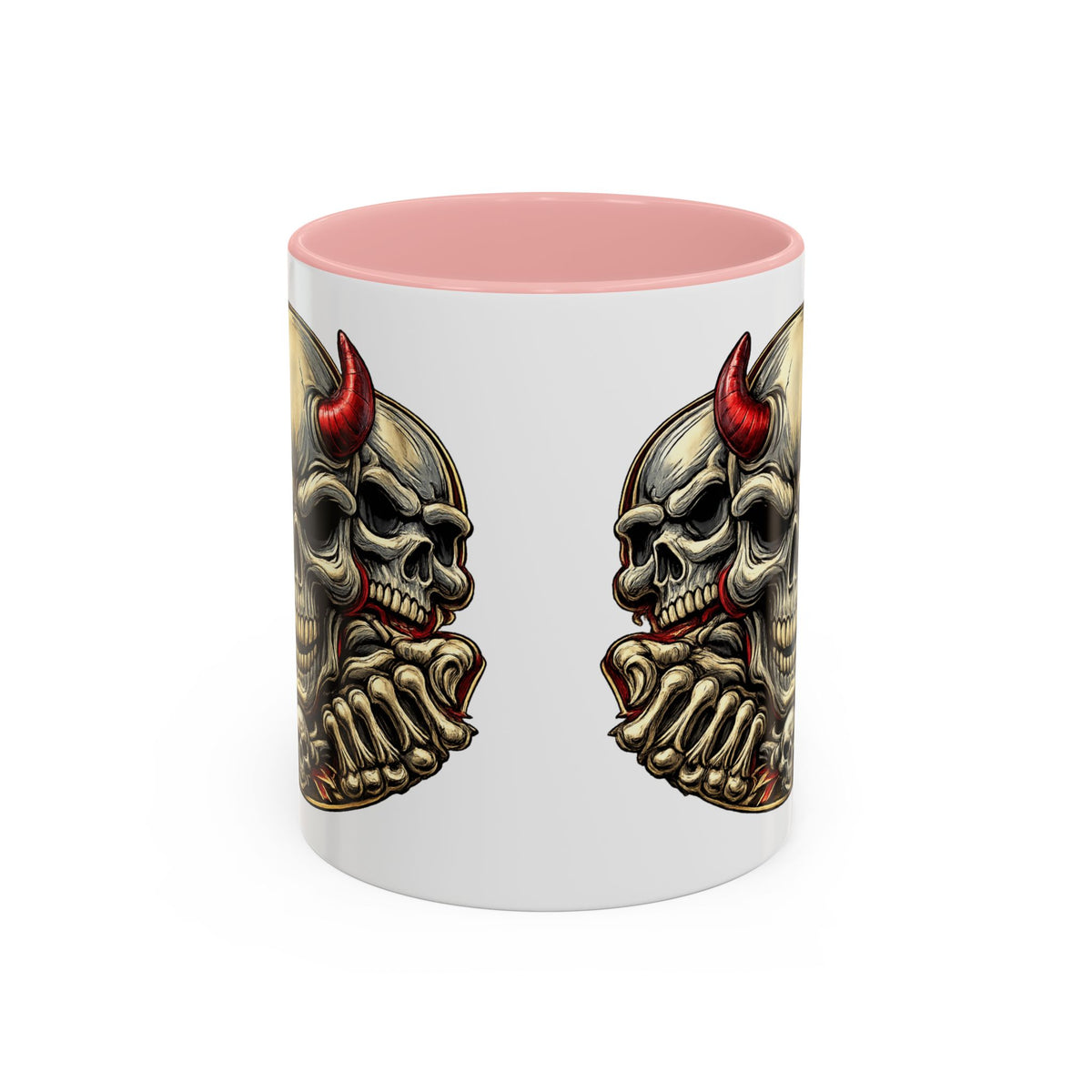 Devil Skull Accent Coffee Mug – Gothic Demon Skull Design (11/15 oz)
