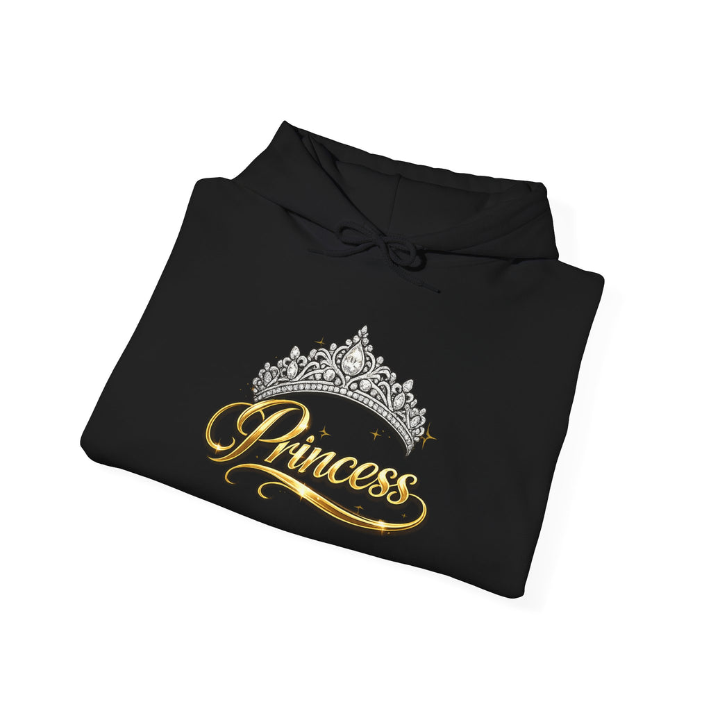 Princess Tiara Hoodie — Gold Script Crown Sweatshirt