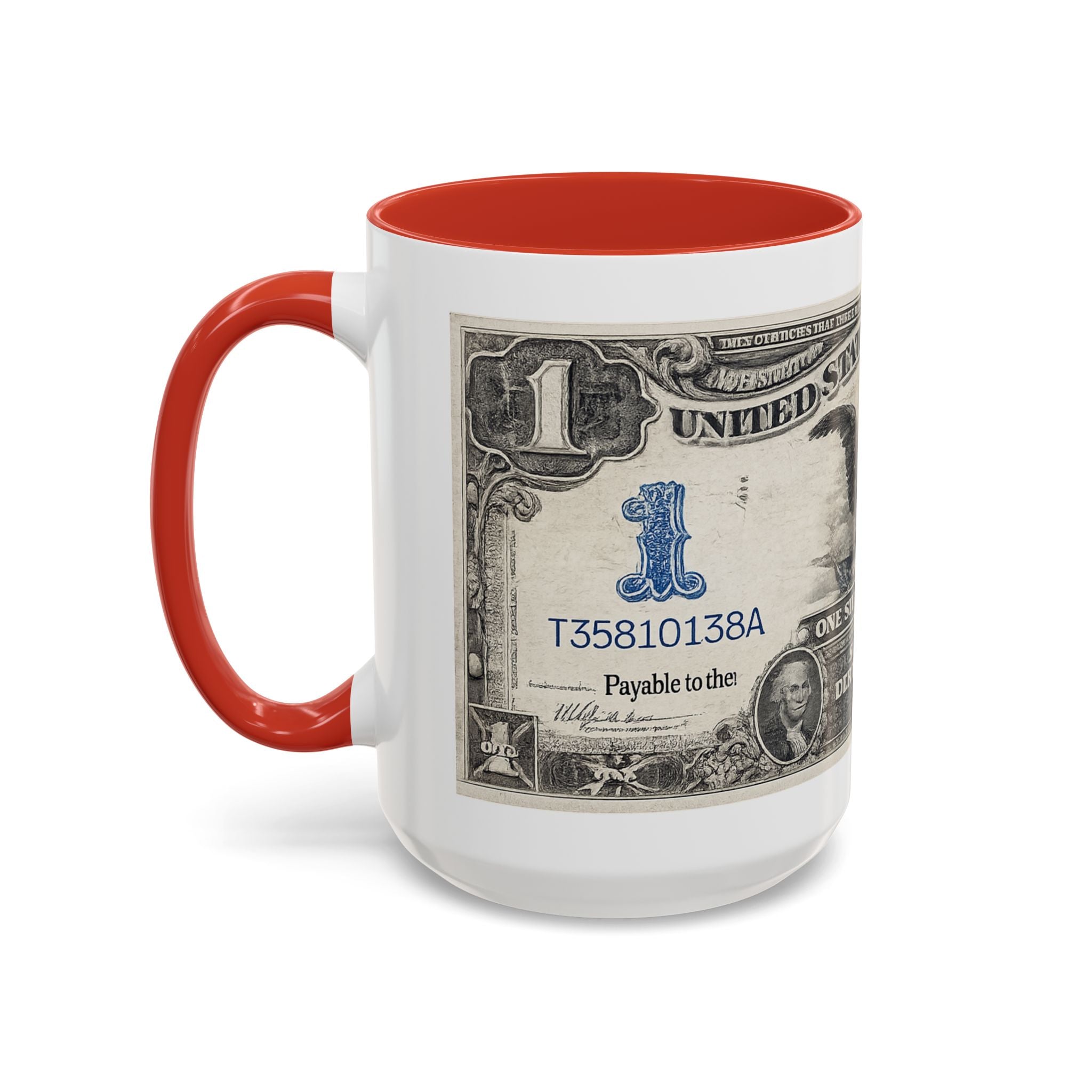 Dollar Bill Accent Coffee Mug — Vintage US Currency Design (11/15oz)