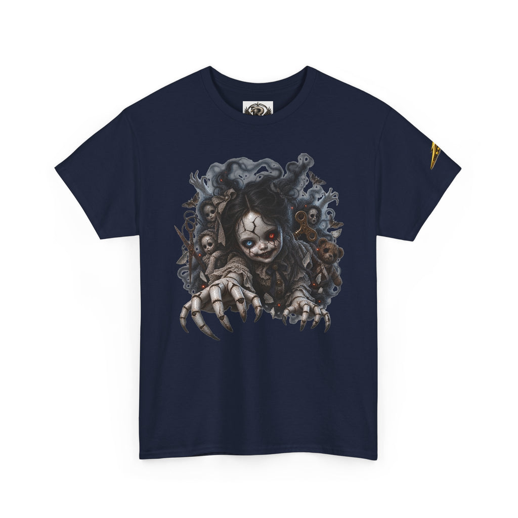 Creepy Claw Doll Graphic Tee — Dark Horror Monster Shirt