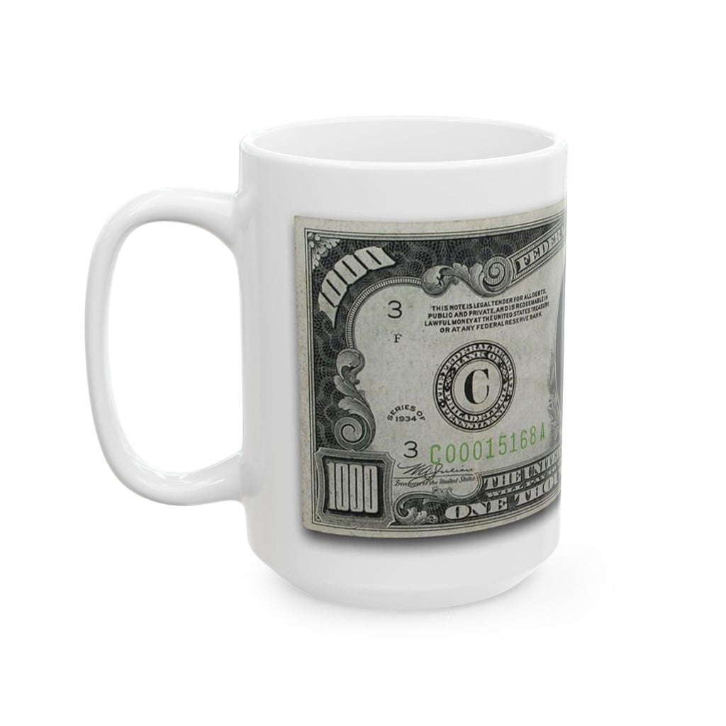 Vintage $1000 Federal Reserve Note Ceramic Mug — Retro Banknote Coffee Cup (11oz/15oz)