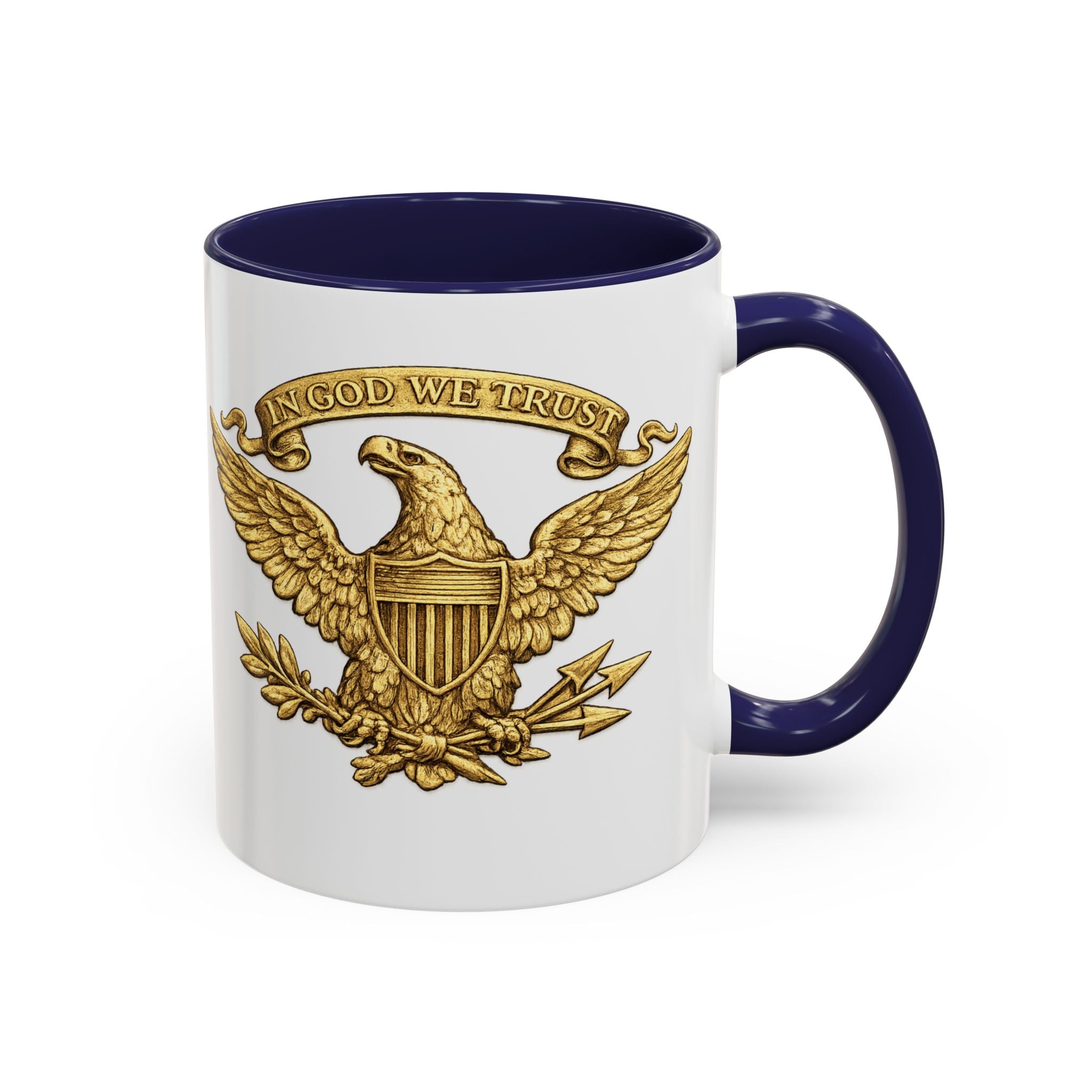 Gold Eagle 'In God We Trust' Accent Coffee Mug — Patriotic 11/15oz
