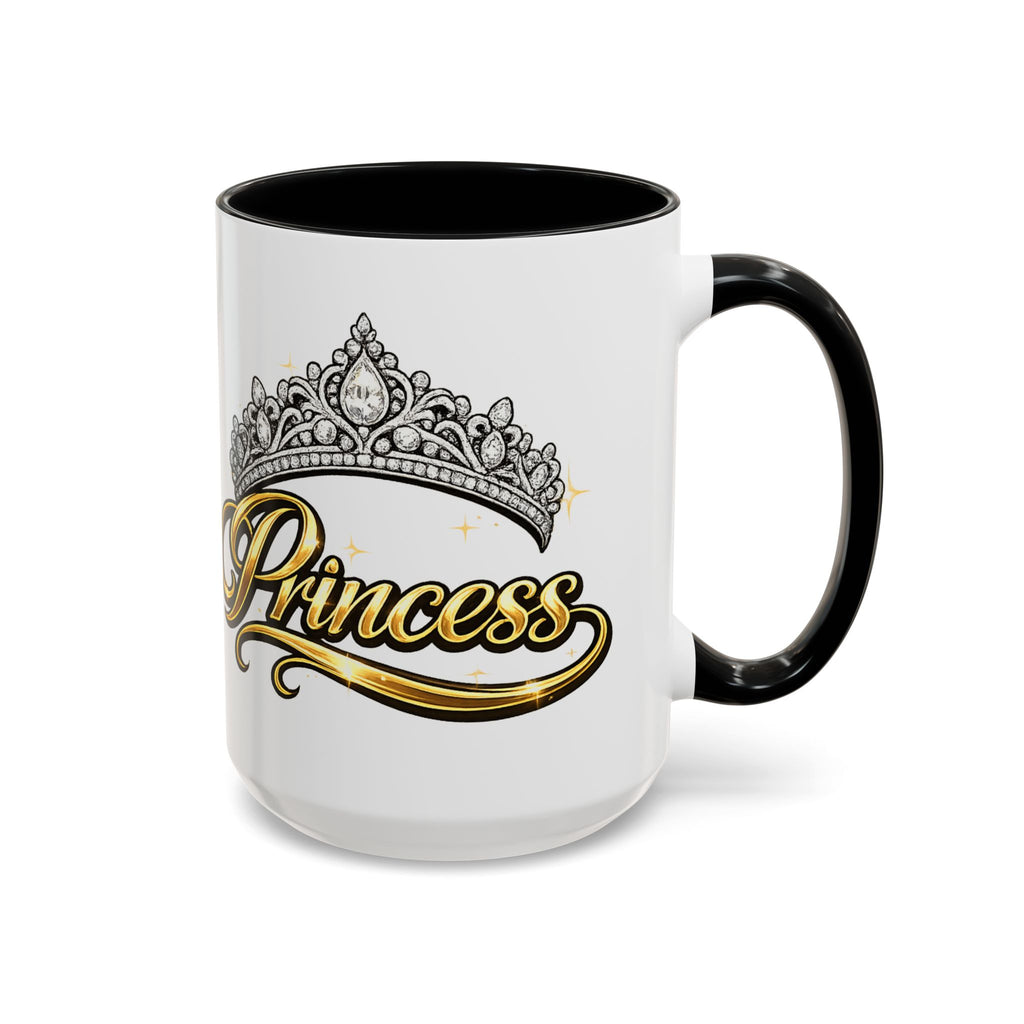 Princess Crown Accent Coffee Mug — Gold Script 11/15oz