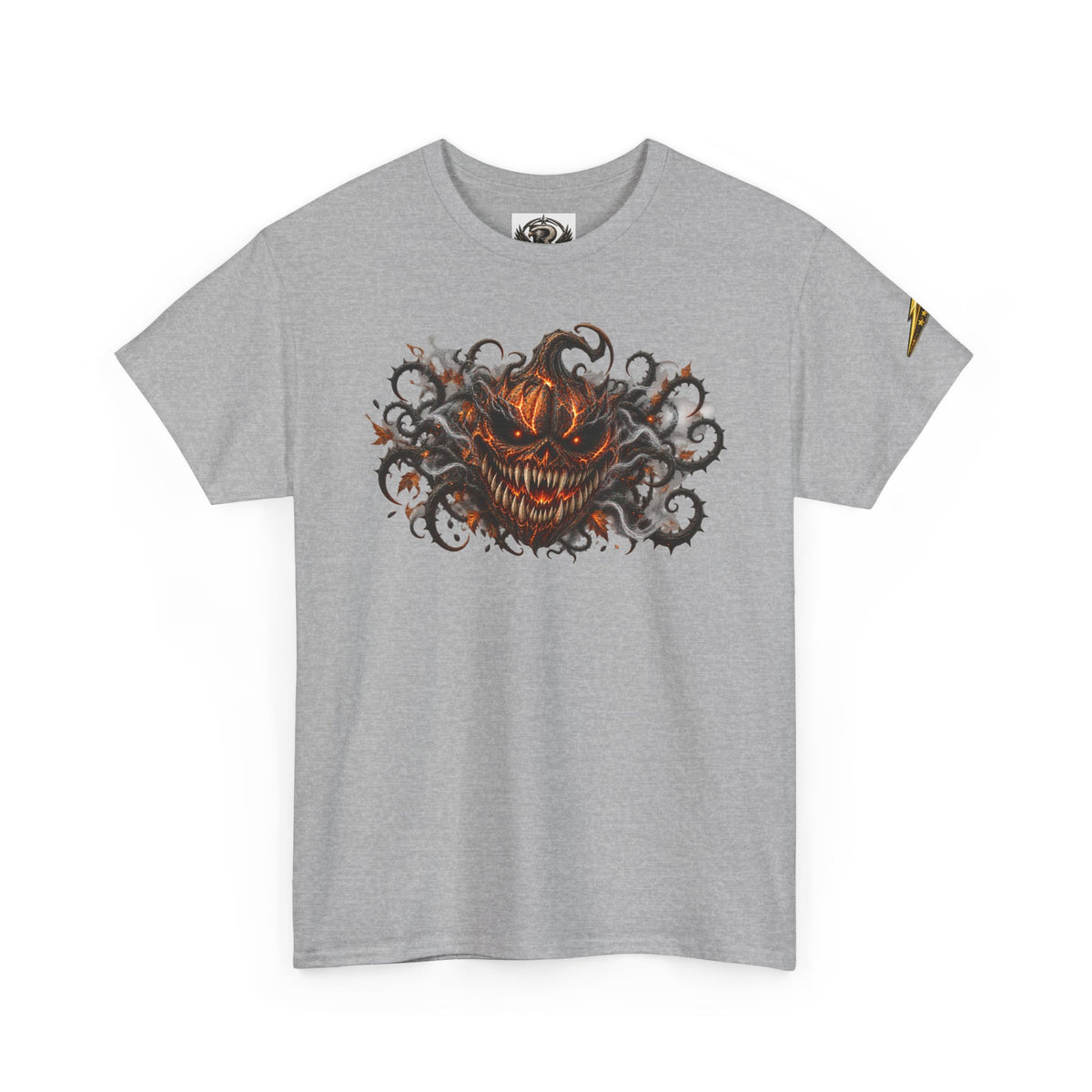 Graphic Tee — Fiery Pumpkin Demon Design (Halloween Horror Shirt)
