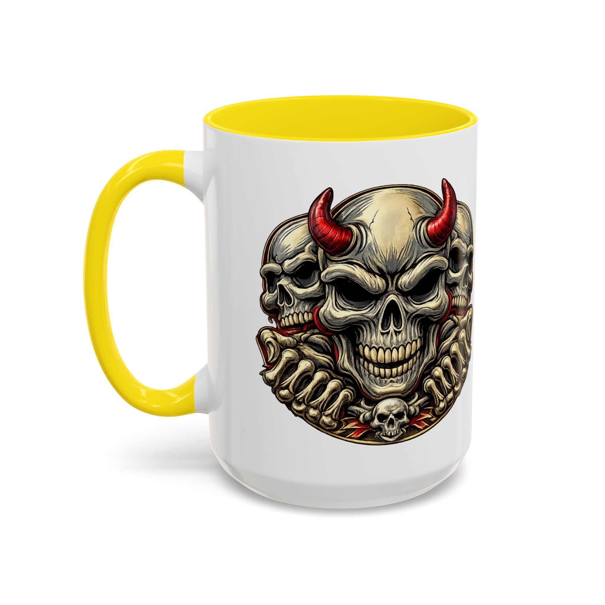 Devil Skull Accent Coffee Mug – Gothic Demon Skull Design (11/15 oz)