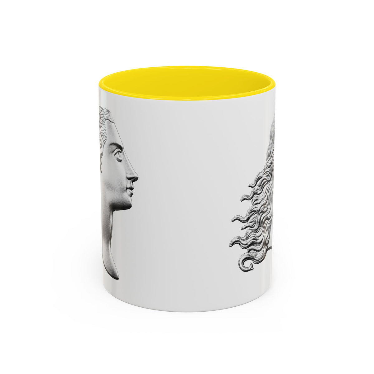 Classical Profile Accent Coffee Mug — Greek Goddess Bust Design (11/15oz)