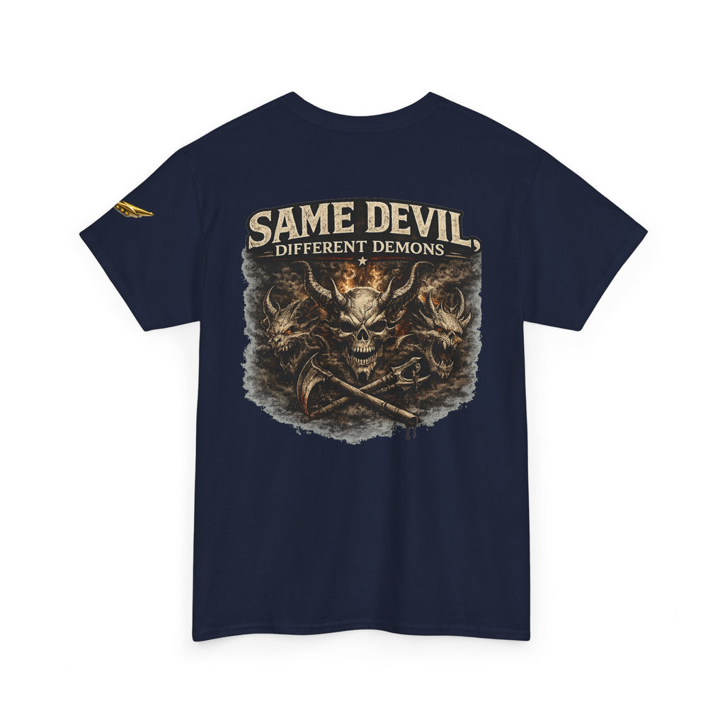 Same Devil Graphic Tee — "Same Devil Different Demons" Skull Back Print