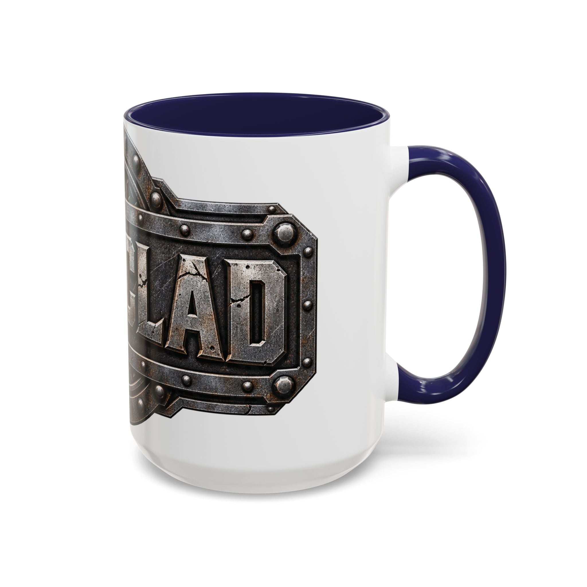 Metal Shield Coffee Mug — 'Iron Clad' Rustic Industrial Accent Mug