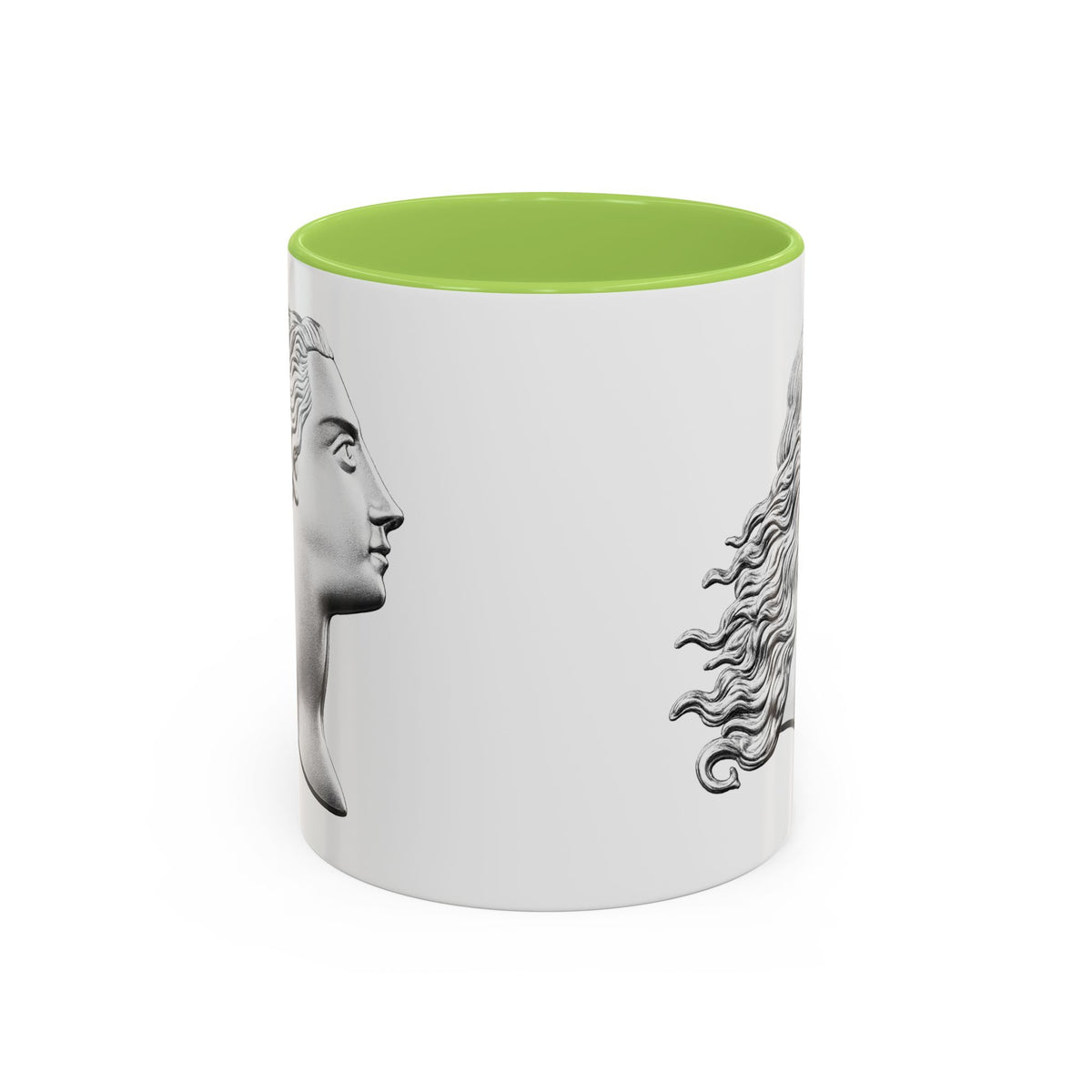 Classical Profile Accent Coffee Mug — Greek Goddess Bust Design (11/15oz)