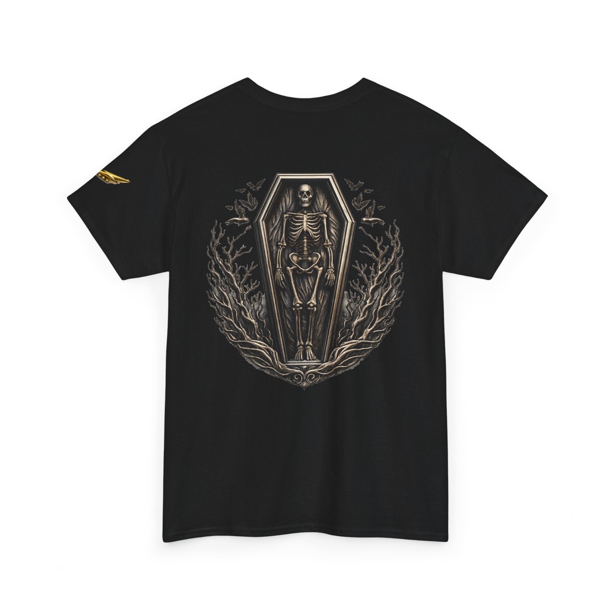 Skeleton Coffin Tee — Gothic Skull Backprint T-Shirt