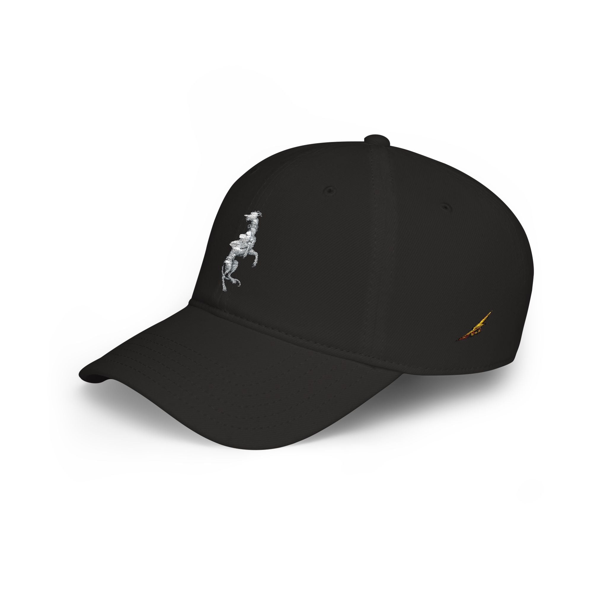 Silver Prancing Greyhound Embroidery — Low Profile Baseball Cap