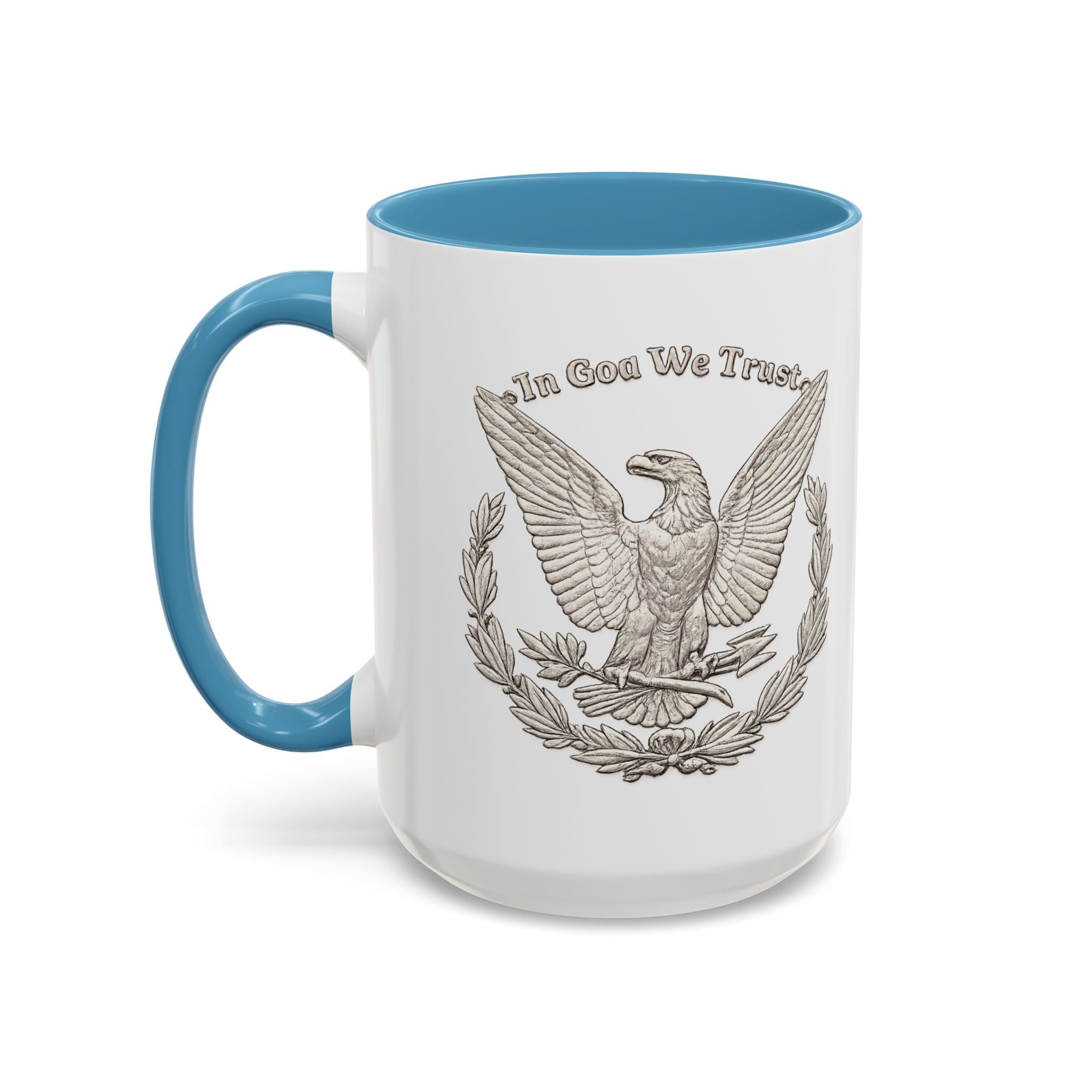Eagle Emblem Coffee Mug — "In God We Trust" Accent Ceramic Mug (11/15oz)