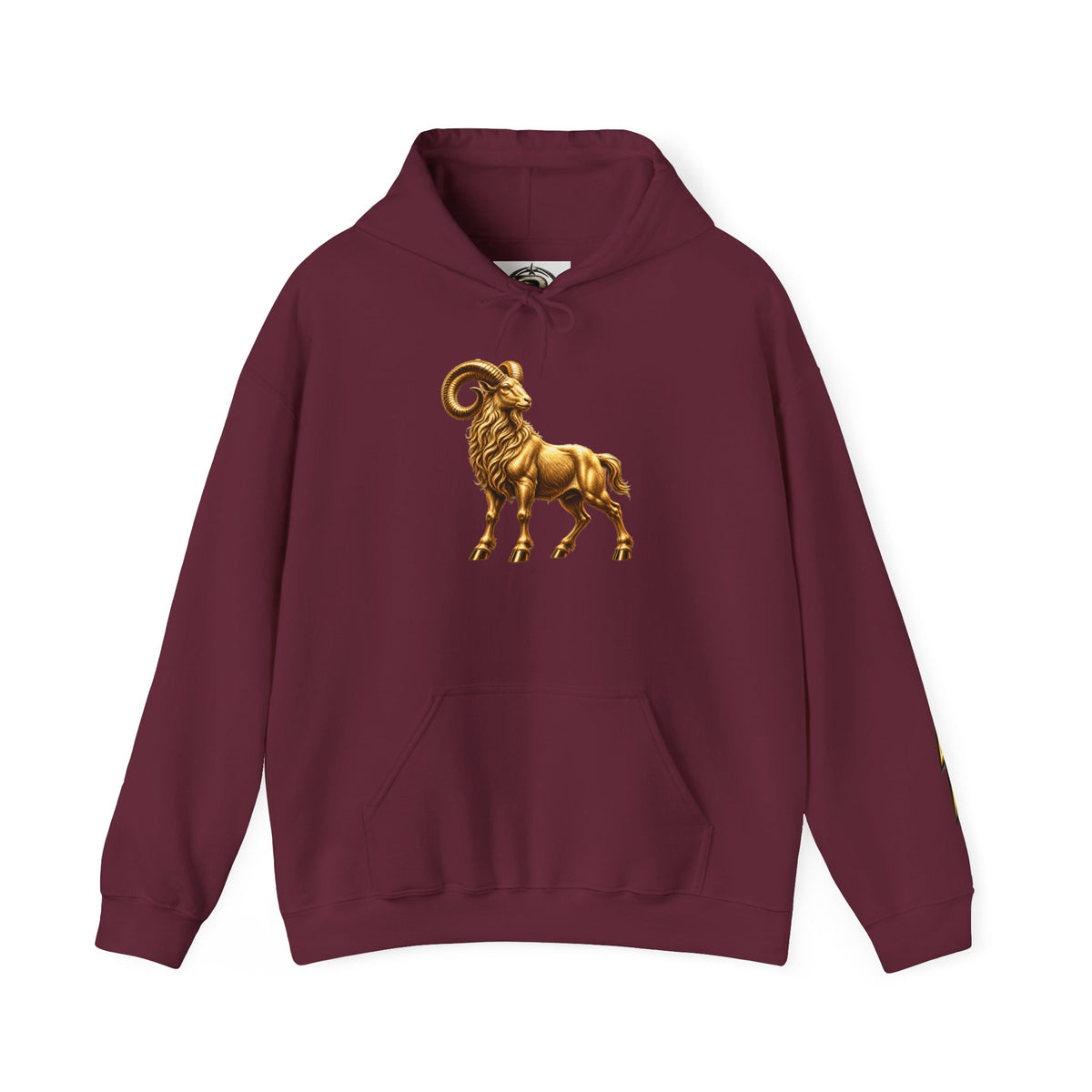 Capricorn Zodiac Hoodie — Gold Ram Graphic Hoodie