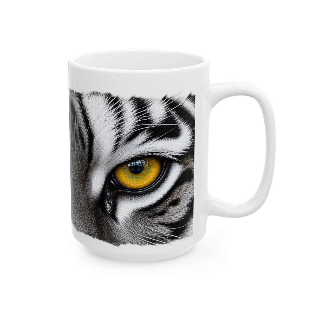 Tiger Eyes Ceramic Mug – Realistic Close-Up Animal Print Coffee Cup (11oz, 15oz)