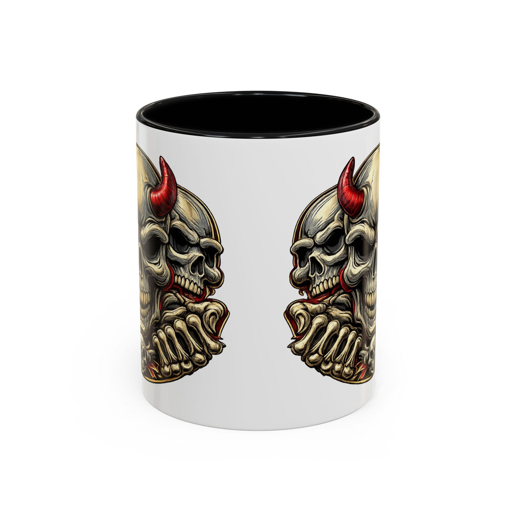 Devil Skull Accent Coffee Mug – Gothic Demon Skull Design (11/15 oz)