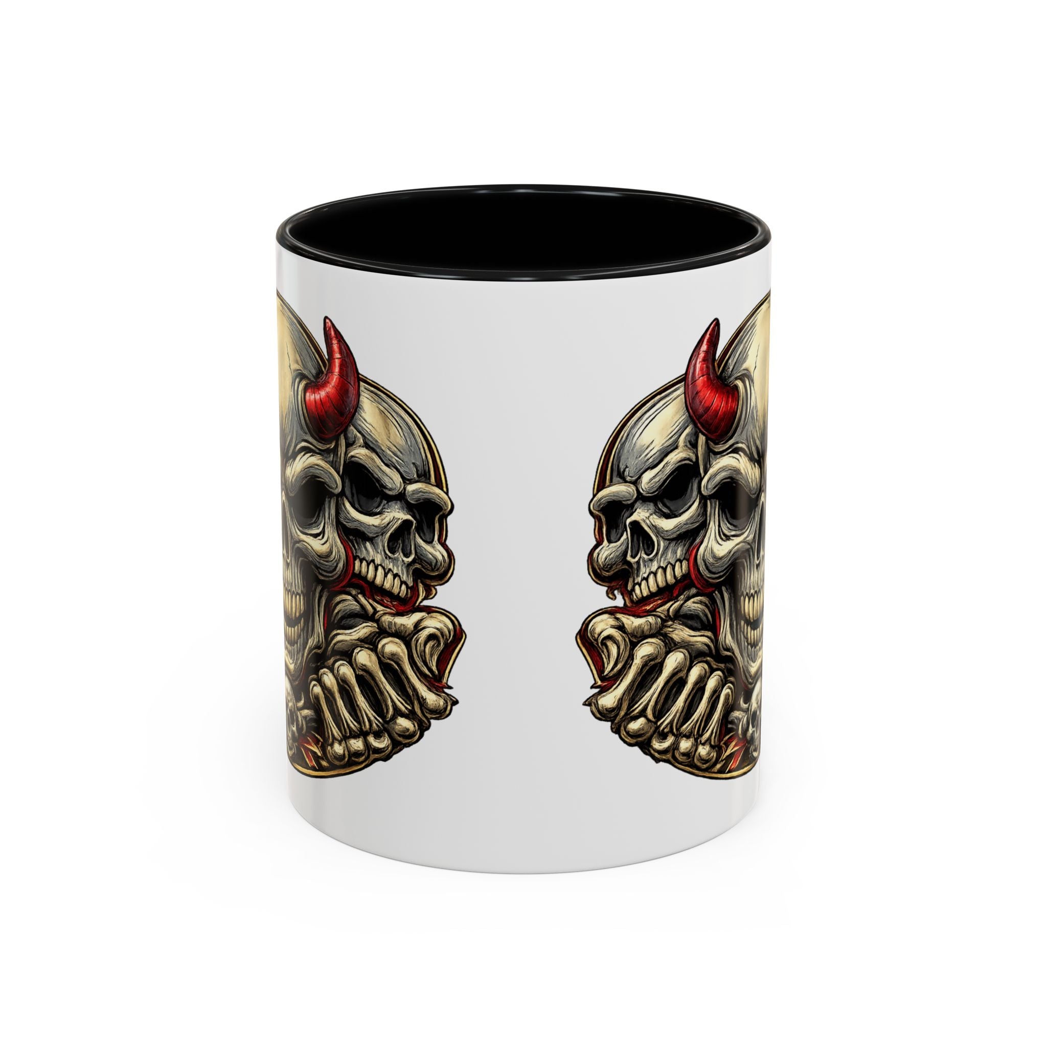 Devil Skull Accent Coffee Mug – Gothic Demon Skull Design (11/15 oz)