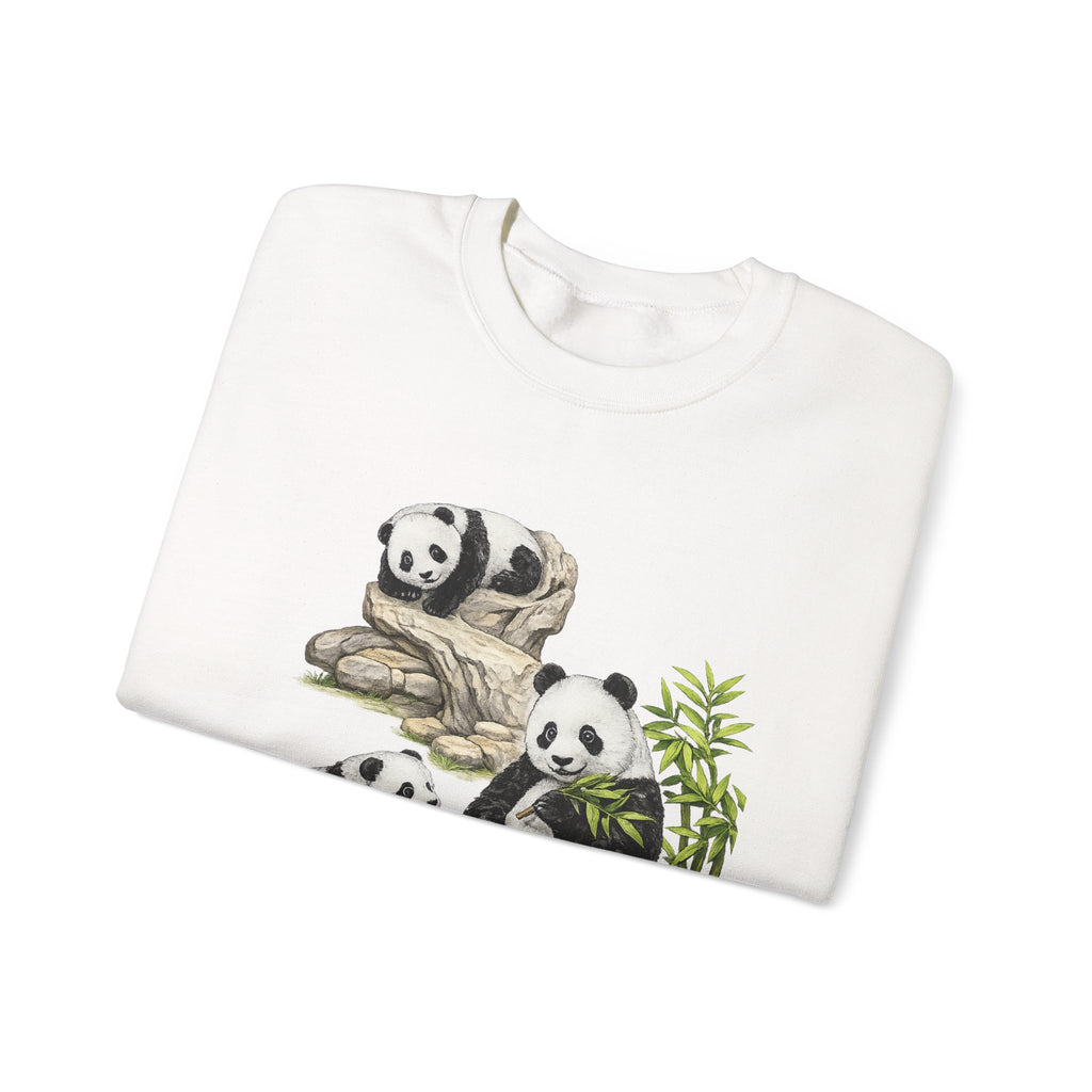 Panda Family Crewneck Sweatshirt — Cute Bamboo Bears Graphic