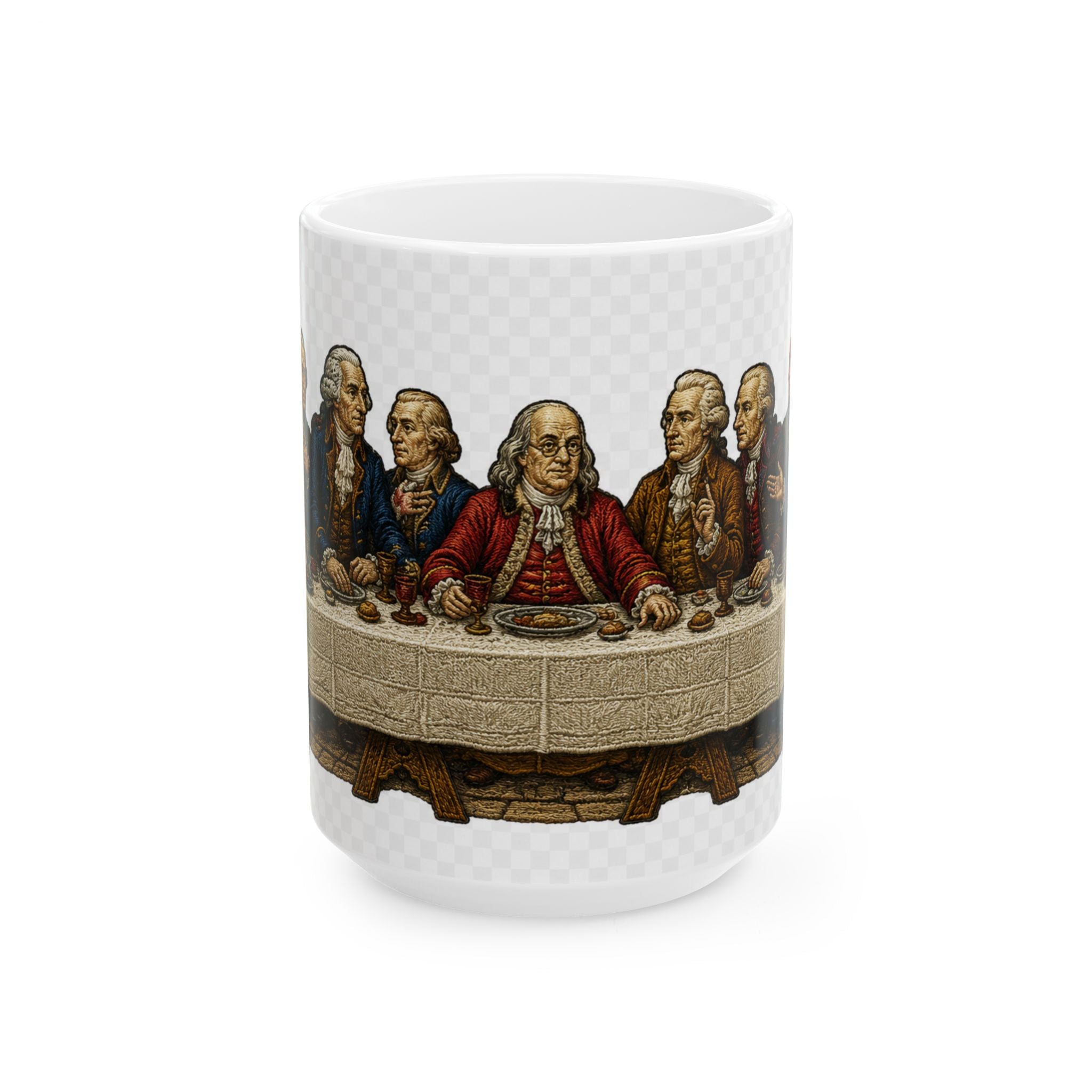 Founding Fathers Dinner Ceramic Mug – Historical Patriotic Coffee Cup (11oz/15oz)