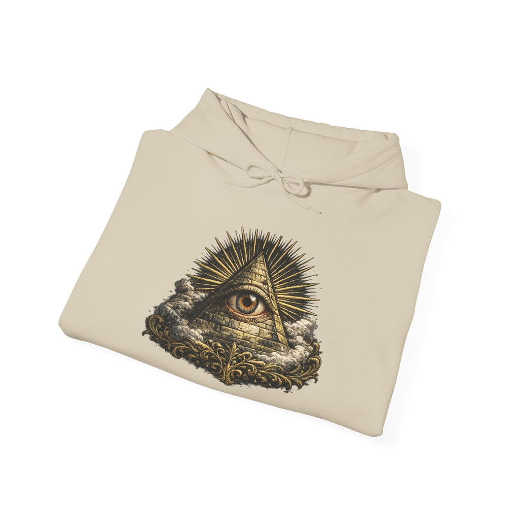 All-Seeing Eye Hoodie — Vintage Pyramid Symbol Graphic Sweatshirt