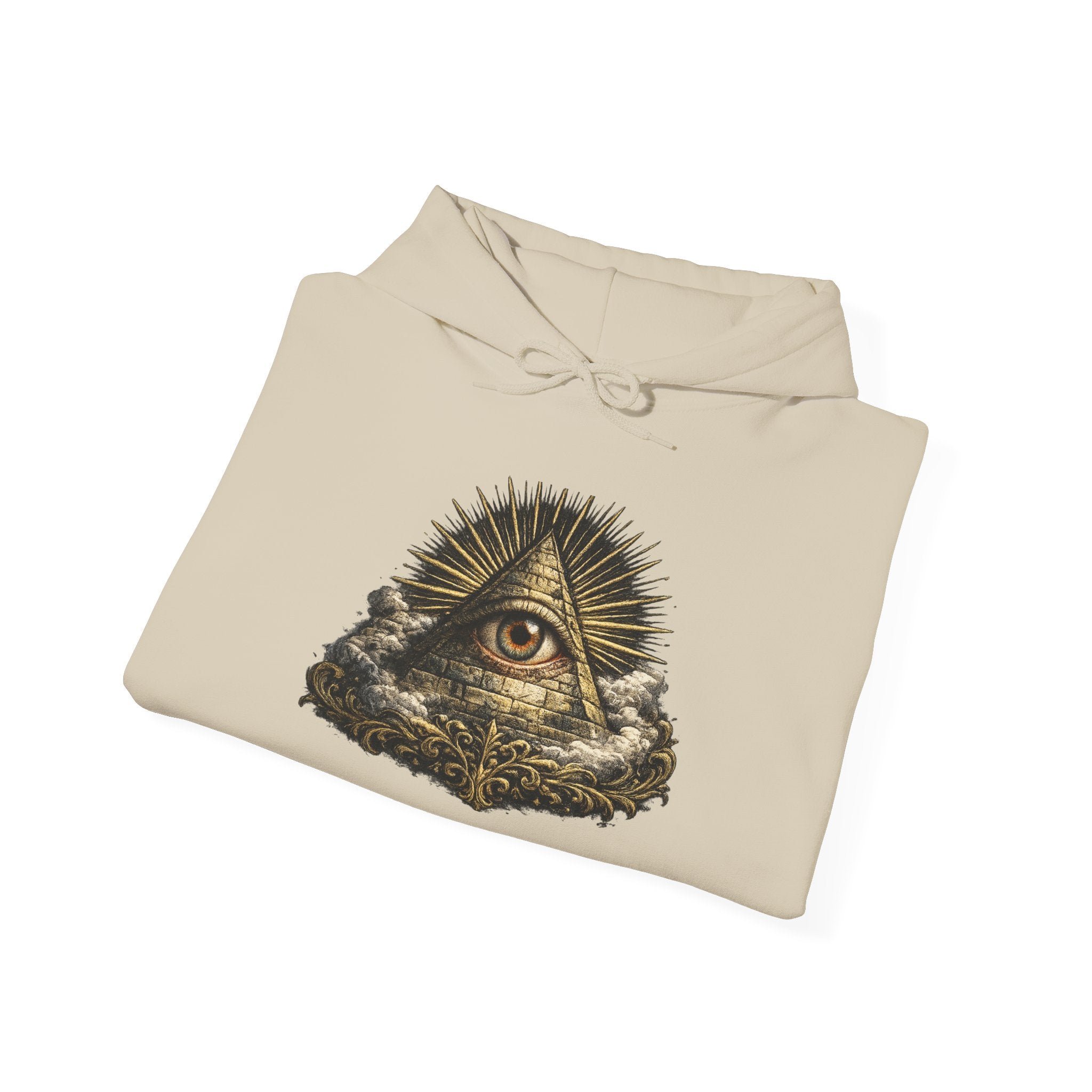 All-Seeing Eye Hoodie — Vintage Pyramid Symbol Graphic Sweatshirt