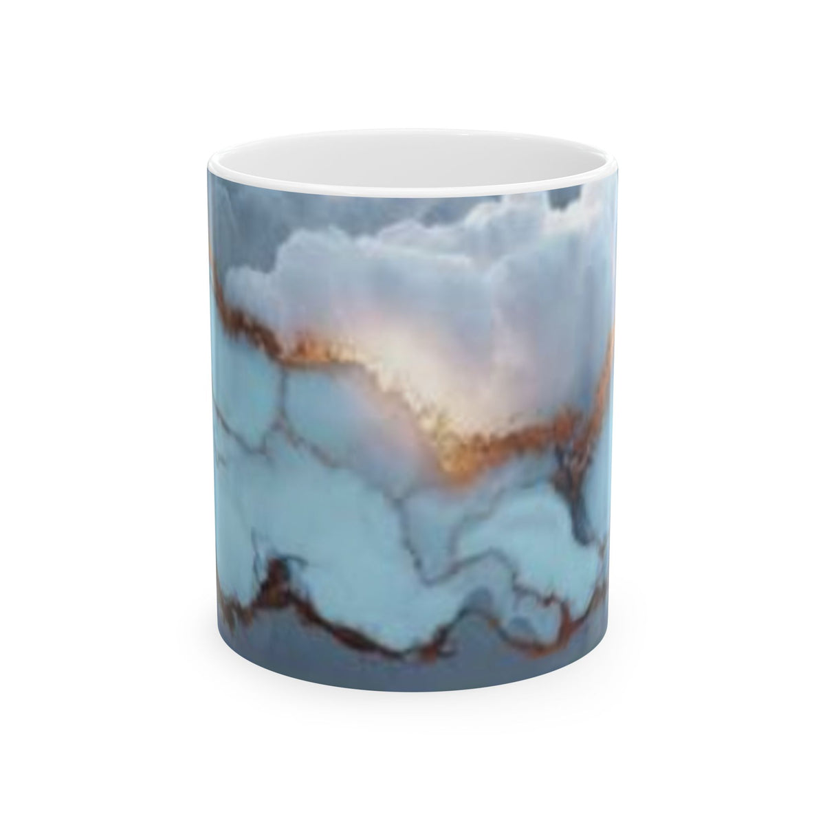 Blue Marble Ceramic Mug — Gold Vein Agate Design (11oz, 15oz)