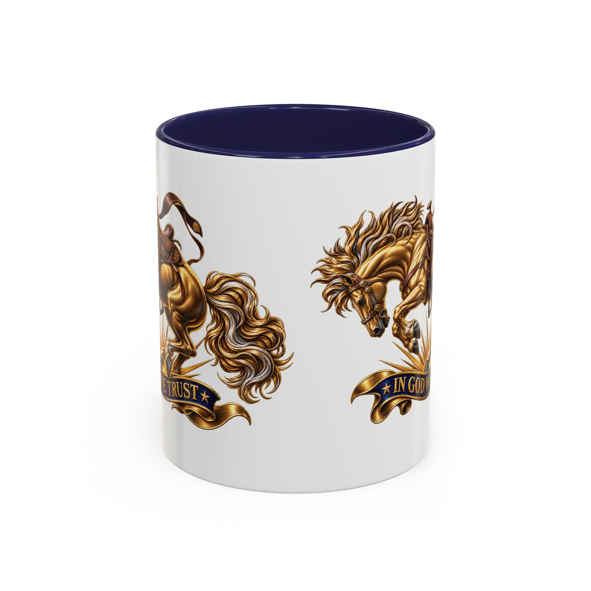 In God We Trust Golden Horse Accent Coffee Mug