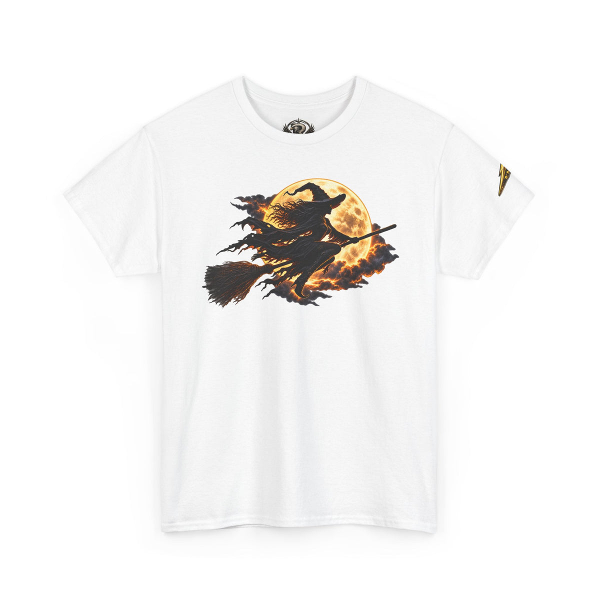 Witch Flight T‑Shirt — Vintage Moon & Broomstick Halloween Tee