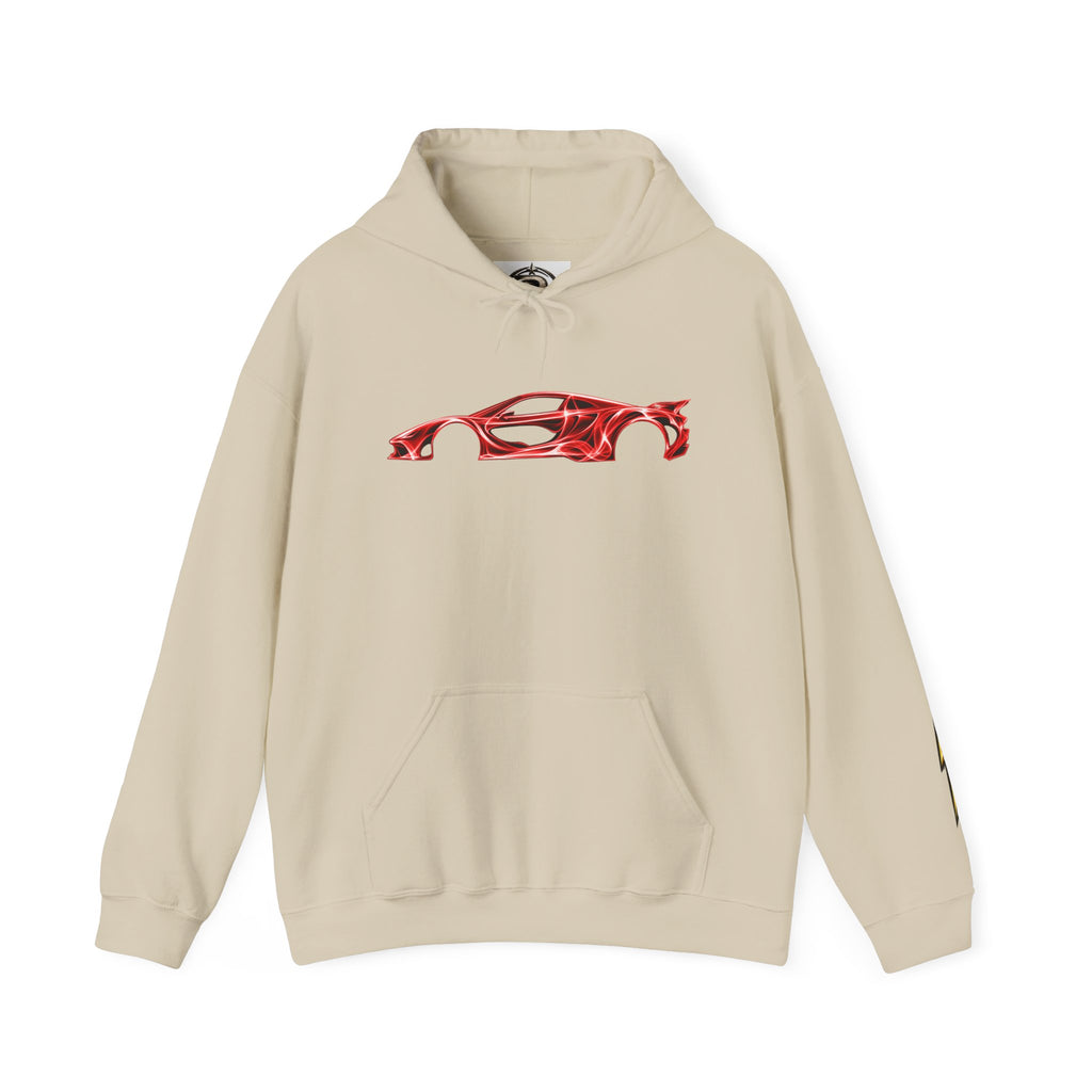 Car Silhouette Hoodie – Red Flame Sports Car Graphic