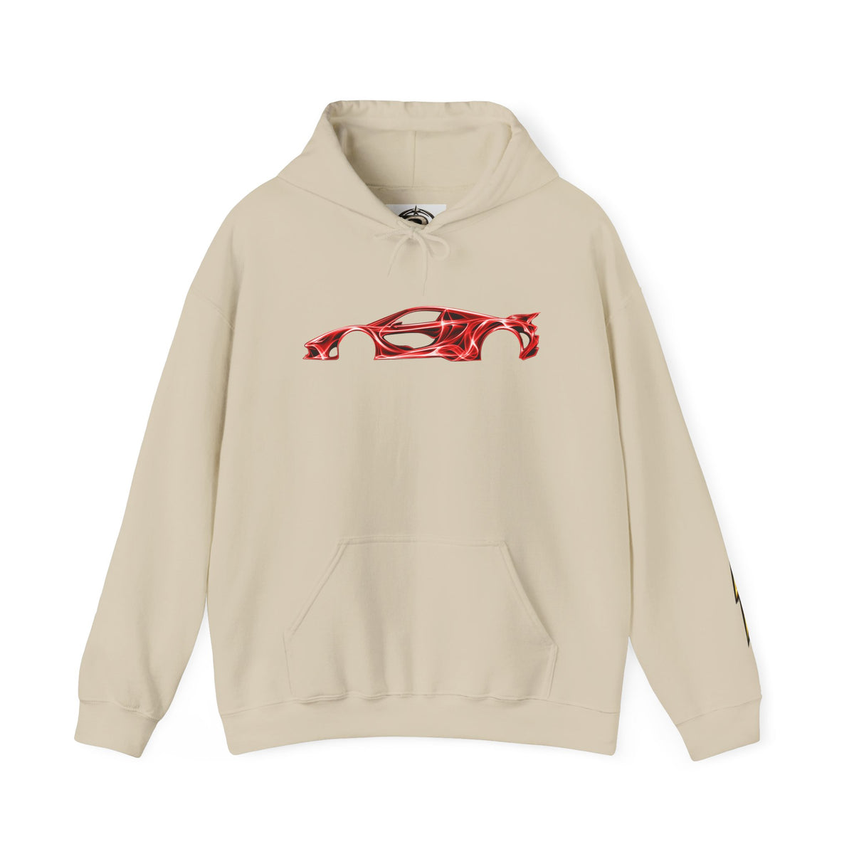 Car Silhouette Hoodie – Red Flame Sports Car Graphic