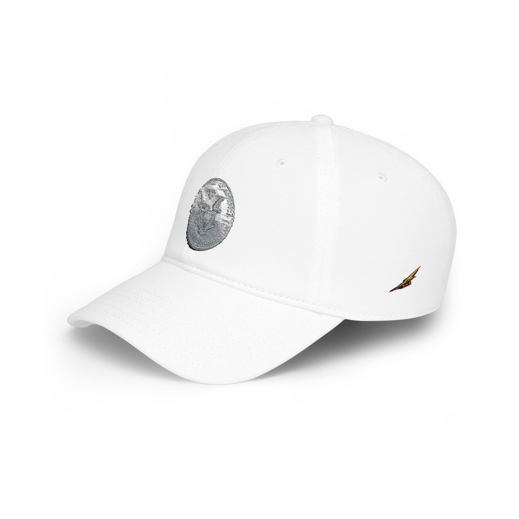 Low Profile Baseball Cap with Silver Coin Patch — Vintage Coin Dad Hat, Casual Streetwear Cap