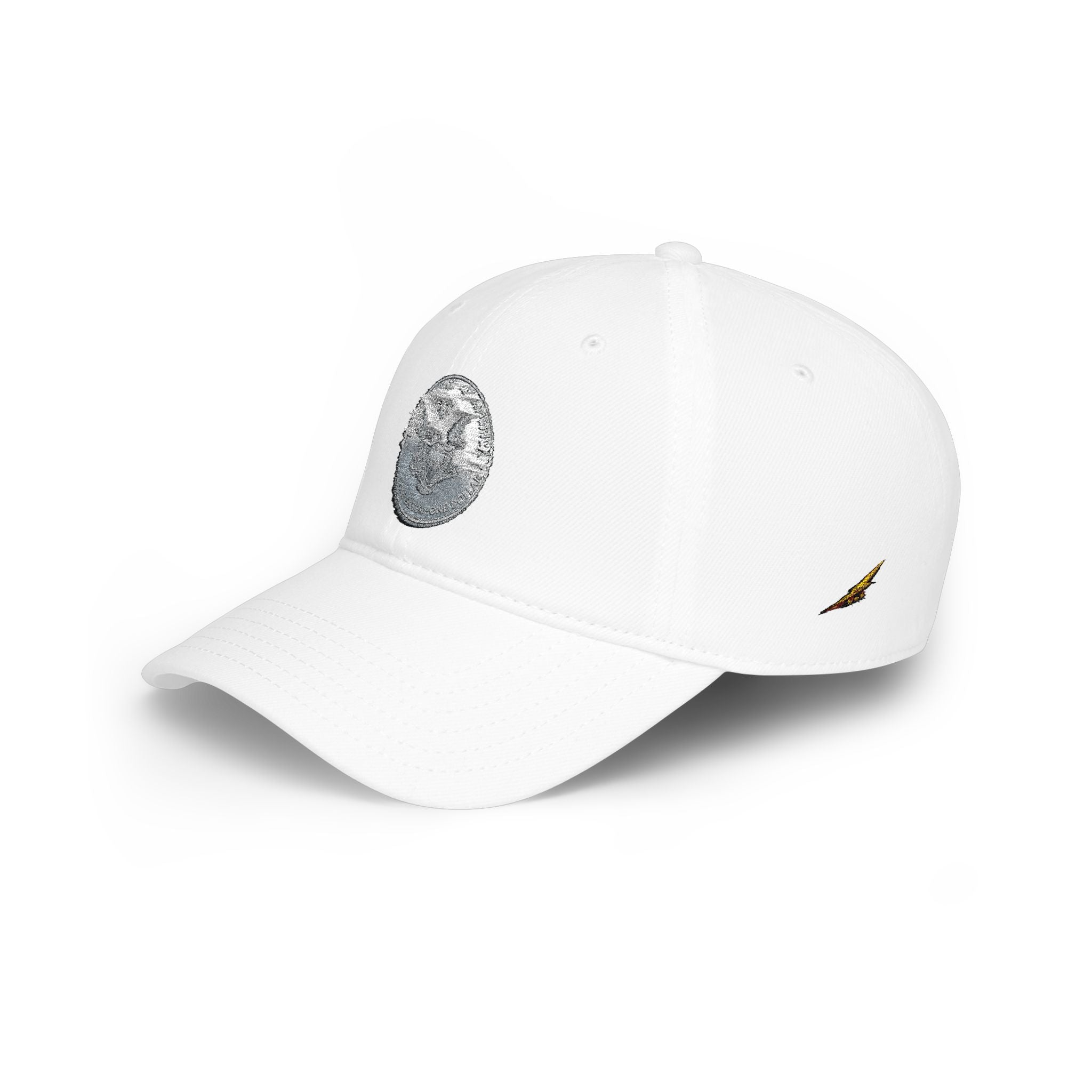 Low Profile Baseball Cap with Silver Coin Patch — Vintage Coin Dad Hat, Casual Streetwear Cap