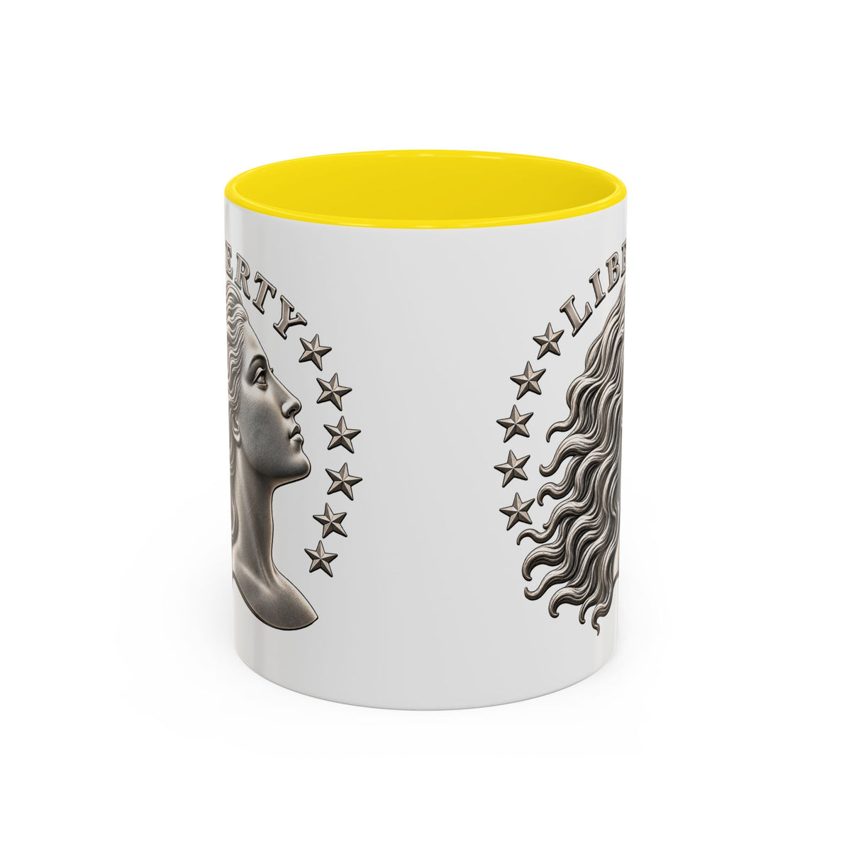 Liberty Coin Accent Coffee Mug — Vintage Lady Head Design (11/15 oz)