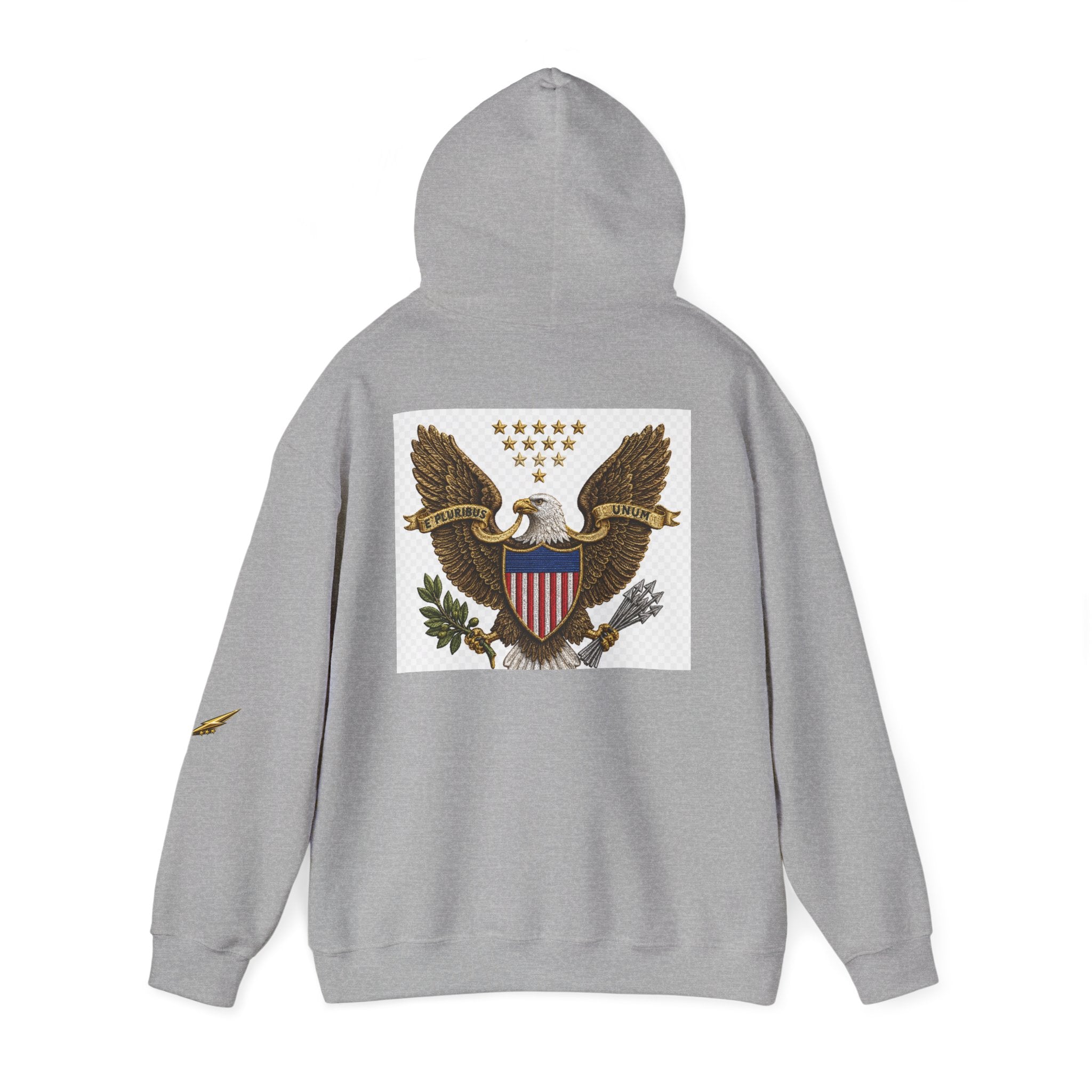 Eagle Emblem Hoodie — Vintage American Shield Graphic Hooded Sweatshirt