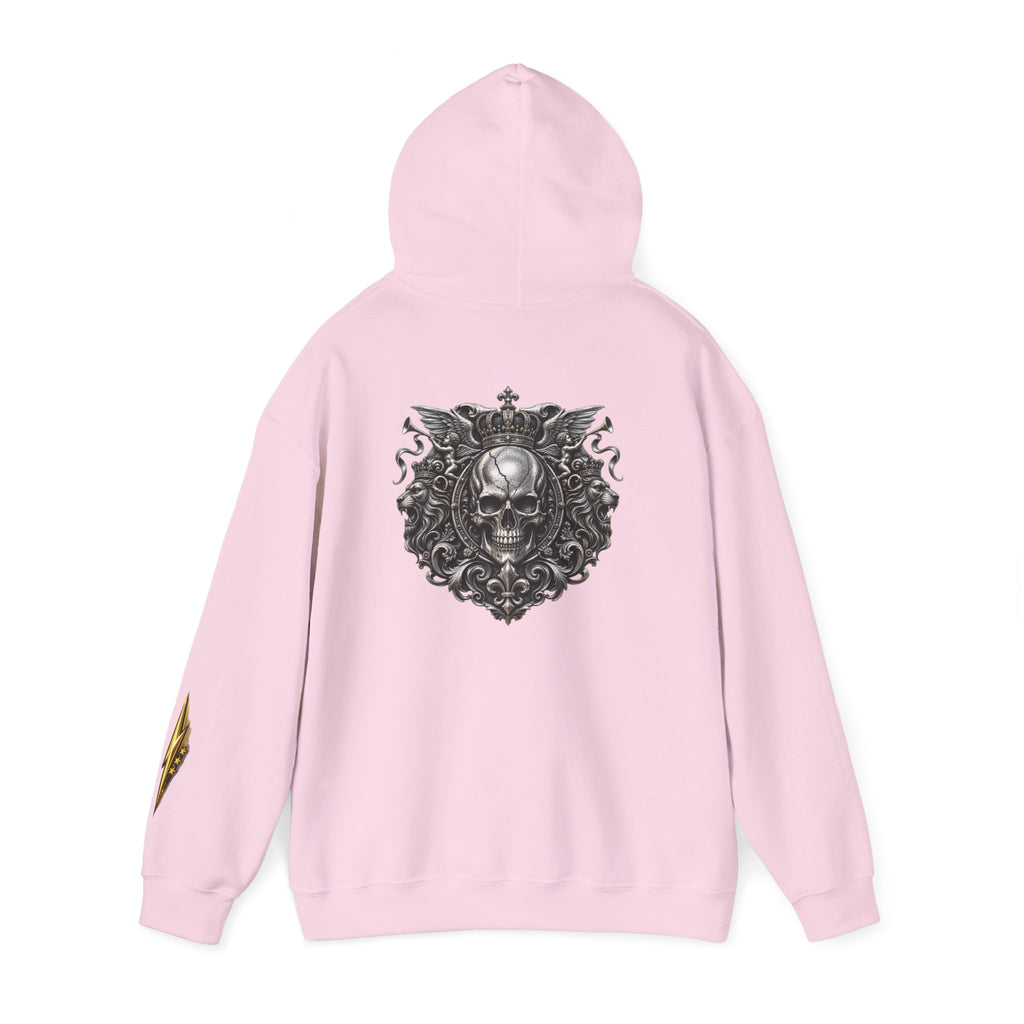 Skull Crest Hoodie – Gothic Ornate Skull Back Graphic Sweatshirt