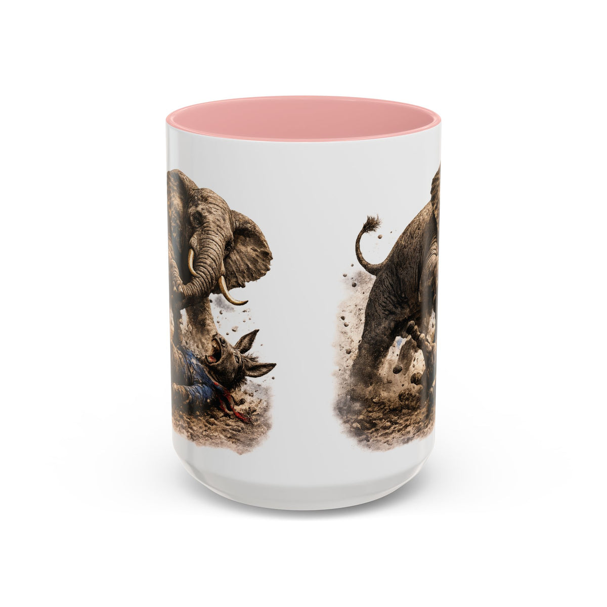 Elephant Charge Accent Coffee Mug — Dramatic Wildlife Illustration (11/15oz)