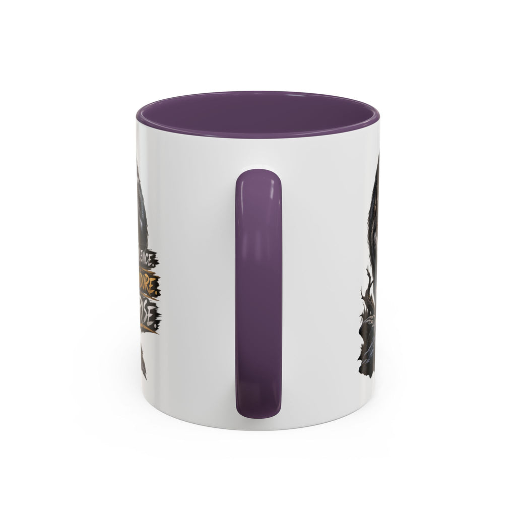 Wolf Graphic Coffee Mug — "Silence Endure Rise" Accent Ceramic Mug (11/15oz)