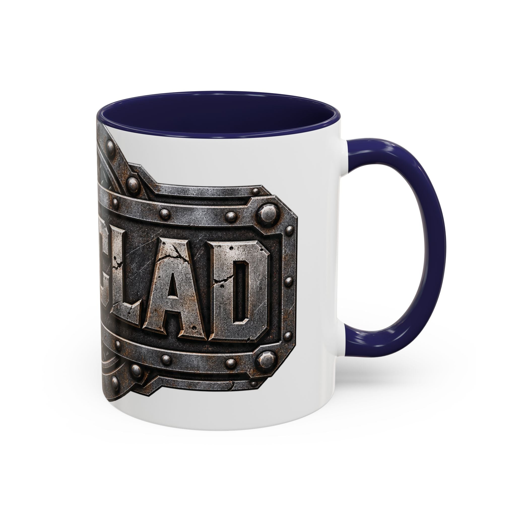Metal Shield Coffee Mug — 'Iron Clad' Rustic Industrial Accent Mug