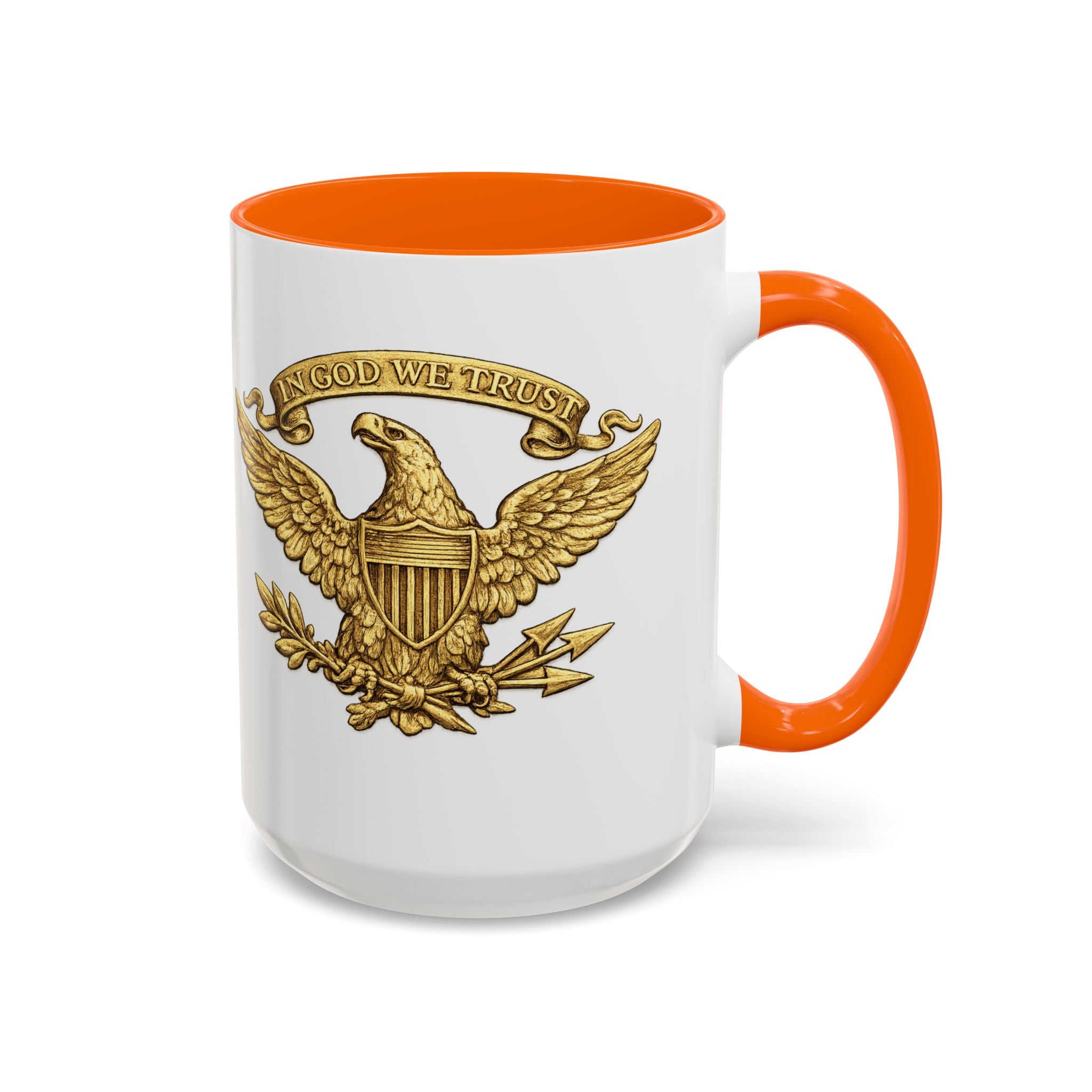 Gold Eagle 'In God We Trust' Accent Coffee Mug — Patriotic 11/15oz