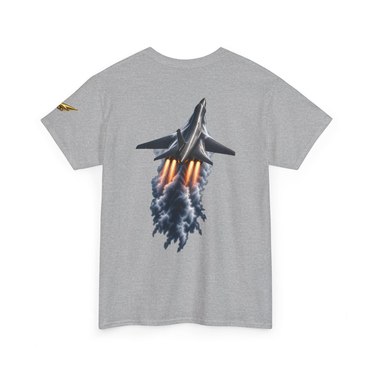 Jet Fighter Backprint Tee — Rocket Afterburner Aviation Graphic Shirt