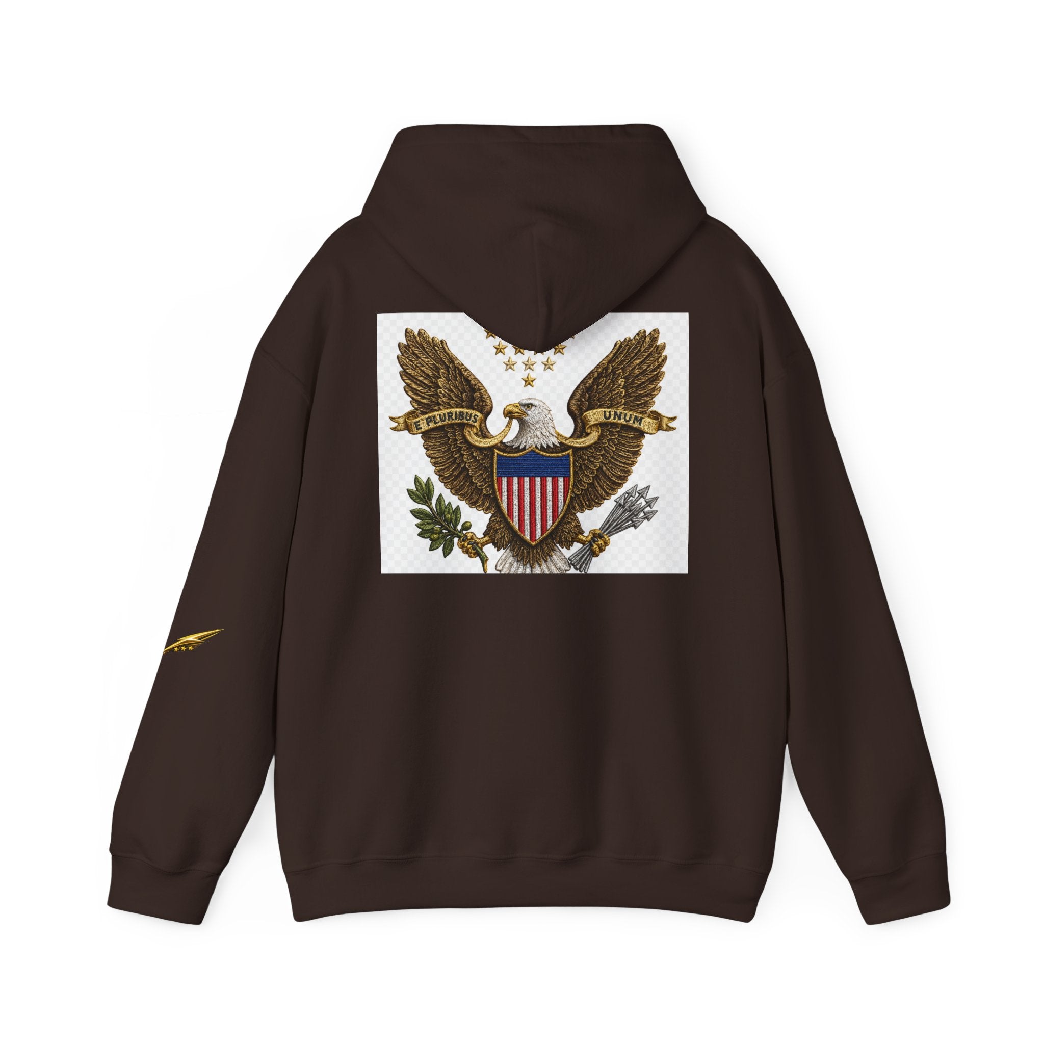Eagle Emblem Hoodie — Vintage American Shield Graphic Hooded Sweatshirt