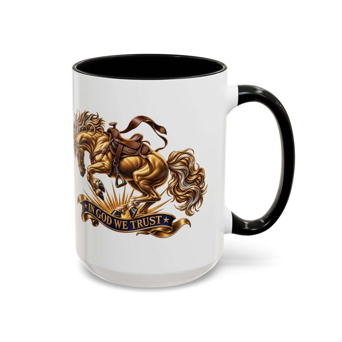 In God We Trust Golden Horse Accent Coffee Mug