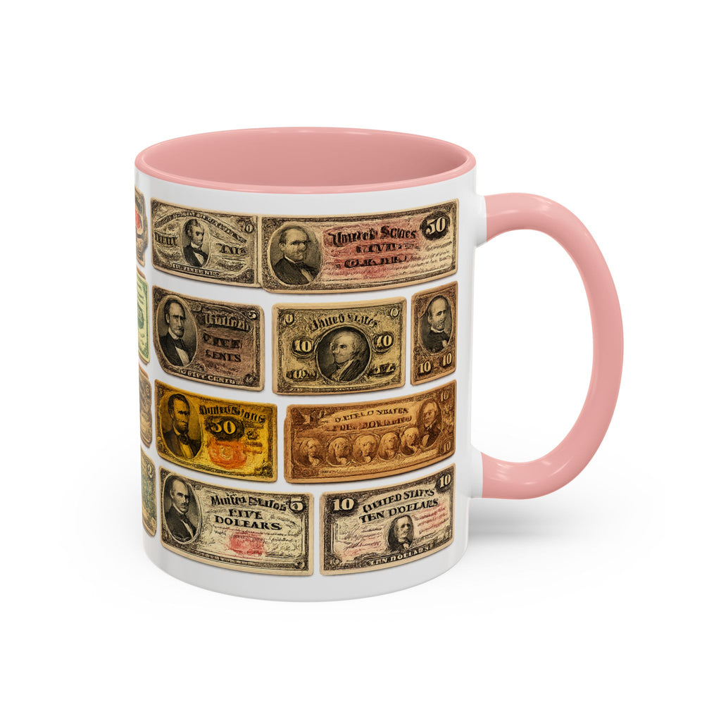 Vintage US Fractional Currency Coffee Mug – Retro Banknote Accent Mug (11/15 oz)